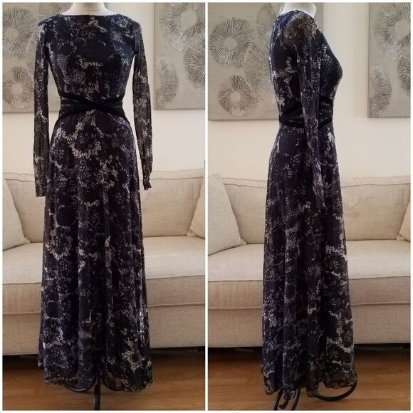 Fuzzi Floral Lace Wrap Waist Maxi Dress sz Small - Picture 3 of 8